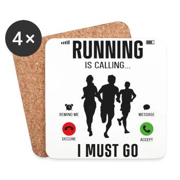 Running Runner Half Marathon Téléphone - Dessous de verre (lot de 4) - blanc - Devant