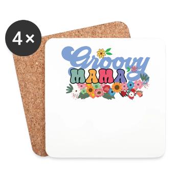 Groovy Mama Garten Pflanze Blumen Blumenschmuck - Untersetzer (4er-Set) - Weiß - Vorne