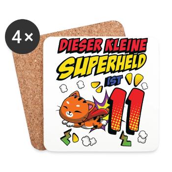 Dieser Kleine Superheld Ist 11 Katzenbesitzer 11. - Untersetzer (4er-Set) - Weiß - Vorne