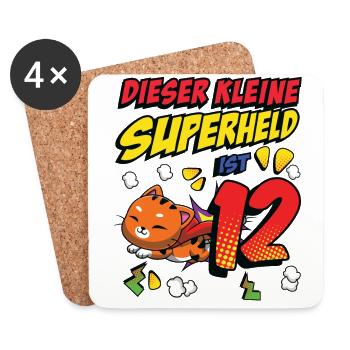 Dieser Kleine Superheld Ist 12 Katzenbesitzer 12. - Untersetzer (4er-Set) - Weiß - Vorne