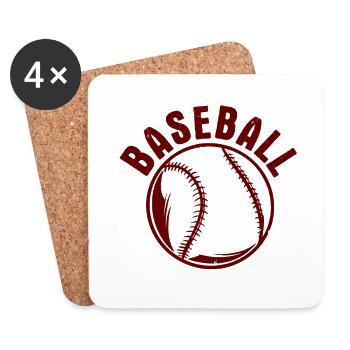 Baseball - Untersetzer (4er-Set) - Weiß - Vorne