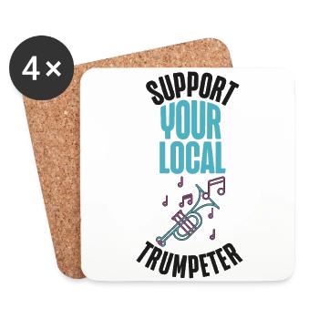 Trumpet Player Support Your Local - Untersetzer (4er-Set) - Weiß - Vorne