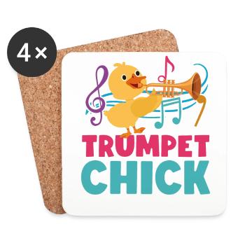 Trumpet Player Girl Chicken - Untersetzer (4er-Set) - Weiß - Vorne