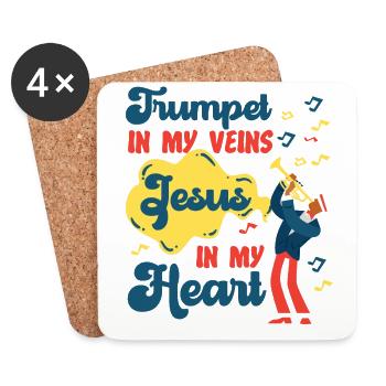 Trumpet Player Jesus Faith - Untersetzer (4er-Set) - Weiß - Vorne