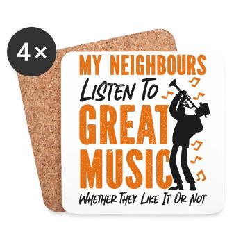 Trumpet Player My Neighbors Listen - Coasters (set of 4) - white - Front