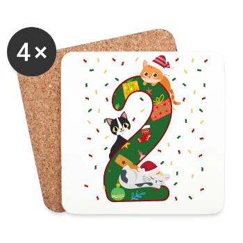 2 Jahre Alte Kinder Weihnachtsgeschenk Niedliche - Untersetzer (4er-Set) - Weiß - Vorne