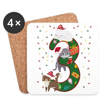 3 Jahre Alte Kinder Weihnachtsgeschenk Niedliche - Untersetzer (4er-Set) - Weiß - Vorne