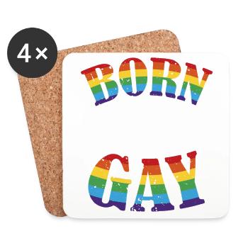 Né ce drapeau de la Gay Pride arc-en-ciel - Dessous de verre (lot de 4) - blanc - Devant