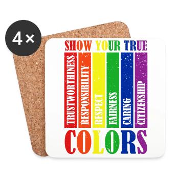 Zeig Deine Wahren Farben Lgbt Stolz Regenbogen - Untersetzer (4er-Set) - Weiß - Vorne