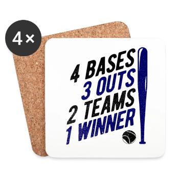 Baseball - Untersetzer (4er-Set) - Weiß - Vorne