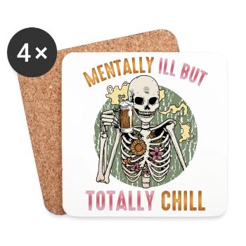 Mentally ill, but totally cool - Coasters (set of 4) - white - Front