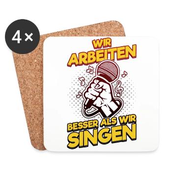King Karaoke Bar, Party, Firmenfeier Männer Herren - Untersetzer (4er-Set) - Weiß - Vorne