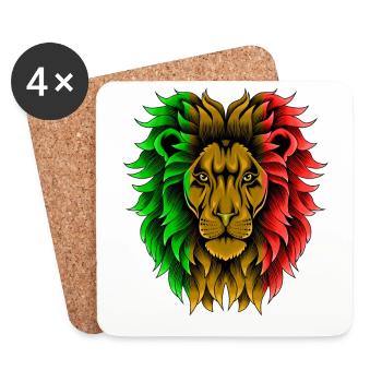 Lion Good Vibes Rastafari Rasta Jamaïque Reggae - Dessous de verre (lot de 4) - blanc - Devant