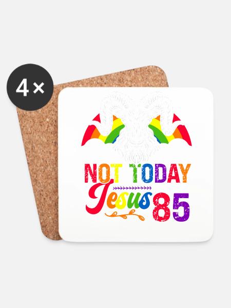 Nicht Heute Jesus Ich Werde 85 Regenbogenschaf - Untersetzer (4er-Set) - Weiß