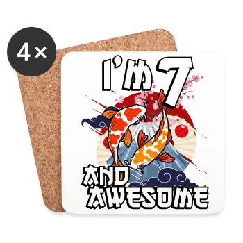 Ich Bin 7 Und Awesome Japanischer Karpfen Koi - Untersetzer (4er-Set) - Weiß - Vorne