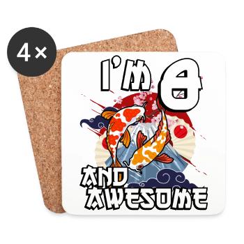 Ich Bin 8 Und Awesome Japanischer Karpfen Koi - Untersetzer (4er-Set) - Weiß - Vorne