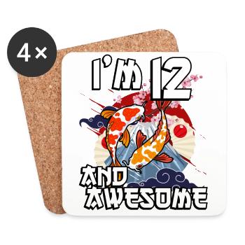 Ich Bin 12 Und Awesome Japanischer Karpfen Koi - Untersetzer (4er-Set) - Weiß - Vorne