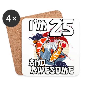 Ich Bin 25 Und Awesome Japanischer Karpfen Koi - Untersetzer (4er-Set) - Weiß - Vorne