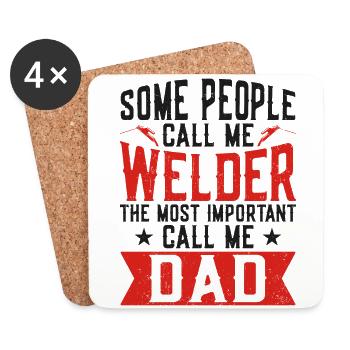 Welder Welding Dad Father Vintage - Coasters (set of 4) - white - Front