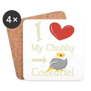 I Love my Chubby Cockatiel - Untersetzer (4er-Set) - Weiß - Vorne