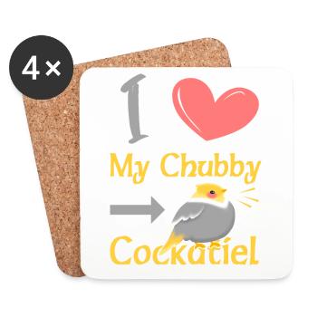 I Love my Chubby Cockatiel - Untersetzer (4er-Set) - Weiß - Vorne