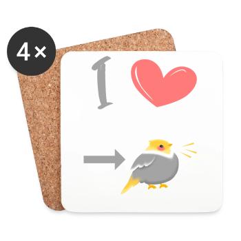 I Love my Chubby Cockatiel - Untersetzer (4er-Set) - Weiß - Vorne