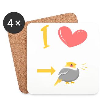 I Love my Chubby Cockatiel - Untersetzer (4er-Set) - Weiß - Vorne