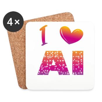 I love ai - Coasters (set of 4) - white - Front
