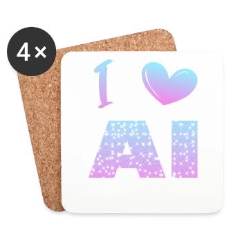 I love ai - Coasters (set of 4) - white - Front