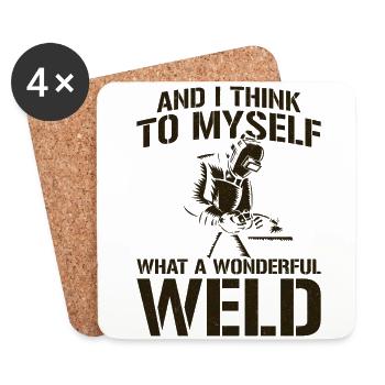 Soudeur Jeu de mots Vintage Et moi - Dessous de verre (lot de 4) - blanc - Devant