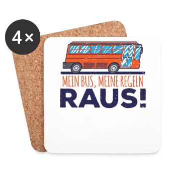 Beruf Busfahrer mein Bus meine Regeln raus - Untersetzer (4er-Set) - Weiß - Vorne