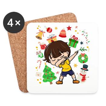 Dab Young Child Christmas Tree Decorations Xmas - Coasters (set of 4) - white - Front