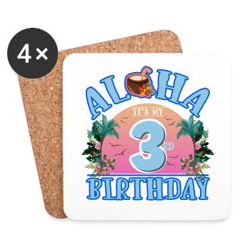 Aloha It's My 3rd Birthday Kokosnuss Getränk Und - Untersetzer (4er-Set) - Weiß - Vorne