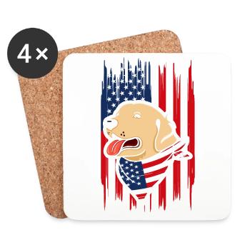 July 4th Dog USA Independence Day - Coasters (set of 4) - white - Front