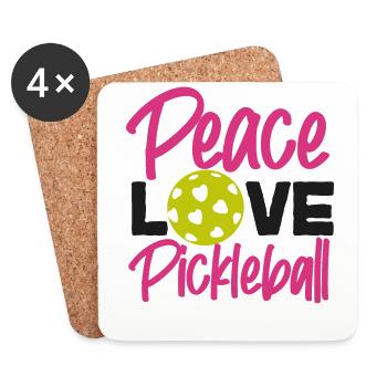 Pickleball Girl Ladies Peace Love - Untersetzer (4er-Set) - Weiß - Vorne
