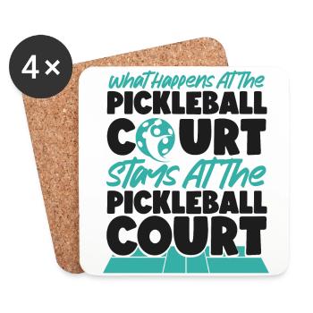 Pickleball Que se passe-t-il au - Dessous de verre (lot de 4) - blanc - Devant