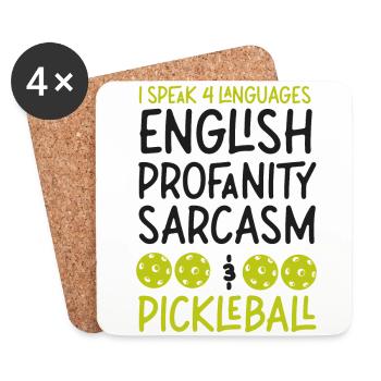 Pickleball Je parle 4 langues - Dessous de verre (lot de 4) - blanc - Devant