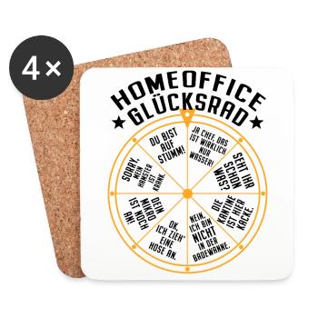 Homeoffice Glücksrad Büro Heimarbeit Home Office - Untersetzer (4er-Set) - Weiß - Vorne