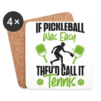 Pickleball Si le pickleball était facile - Dessous de verre (lot de 4) - blanc - Devant