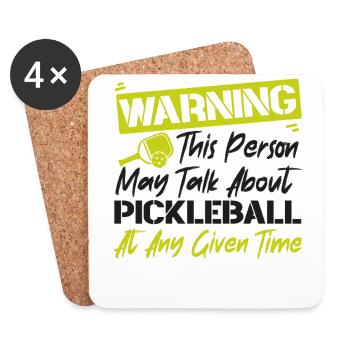 Pickleball Warning This Person May - Coasters (set of 4) - white - Front