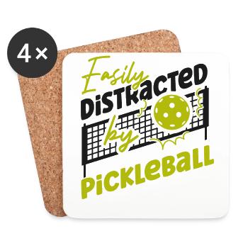 Pickleball Easily Distracted By - Untersetzer (4er-Set) - Weiß - Vorne