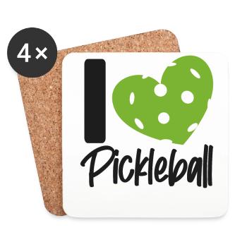 Pickleball Heart J’aime le pickleball - Dessous de verre (lot de 4) - blanc - Devant
