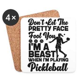 Pickleball Girl Ladies Don't Let - Coasters (set of 4) - white - Front