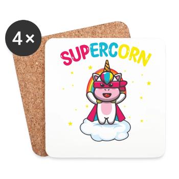 Supercorn | Cute unicorn | Unicorn Shirt | - Coasters (set of 4) - white - Front