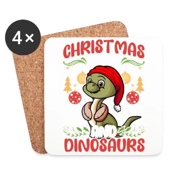 Dino Junge Boy Kinder Weihnachen Liebe Dinosaurier - Untersetzer (4er-Set) - Weiß - Vorne
