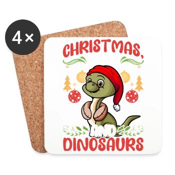 Dino Junge Boy Kinder Weihnachen Liebe Dinosaurier - Untersetzer (4er-Set) - Weiß - Vorne