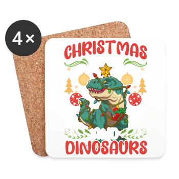 Dinosaur Dino Young Boy Christmas Gift - Coasters (set of 4) - white - Front
