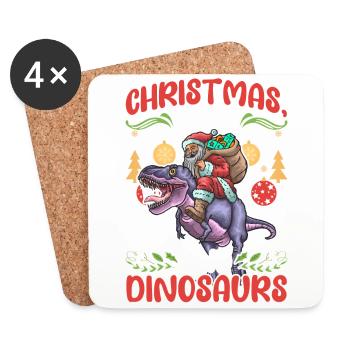 Dinosaur Dino Young Boy Christmas Gift - Coasters (set of 4) - white - Front