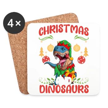 Dinosaur Dino Young Boy Christmas Gift - Coasters (set of 4) - white - Front