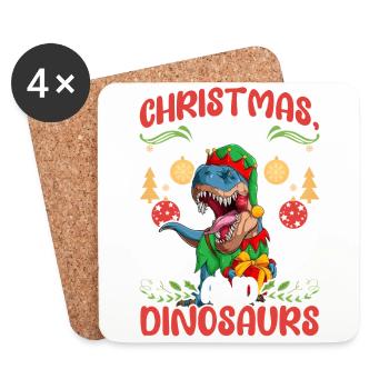 Dinosaur Dino Young Boy Christmas Gift - Coasters (set of 4) - white - Front